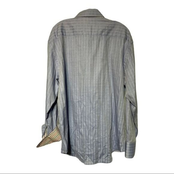 Robert Graham Men's Button Down Shirt Stripes Two Tone Scuffs Blue Size XL - Picture 2 of 4